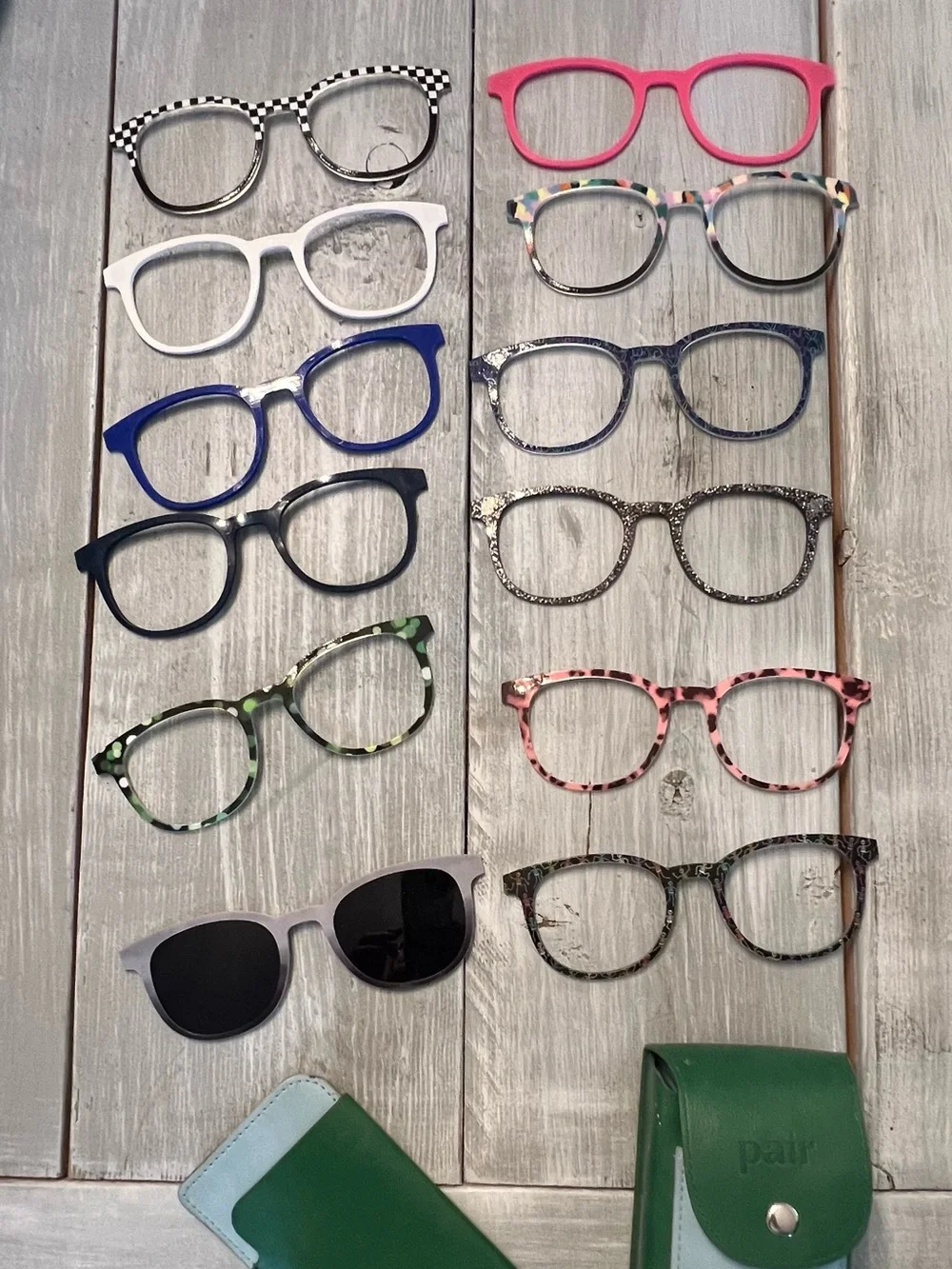Pair Eyewear Reese frames, toppers, and cases bundle